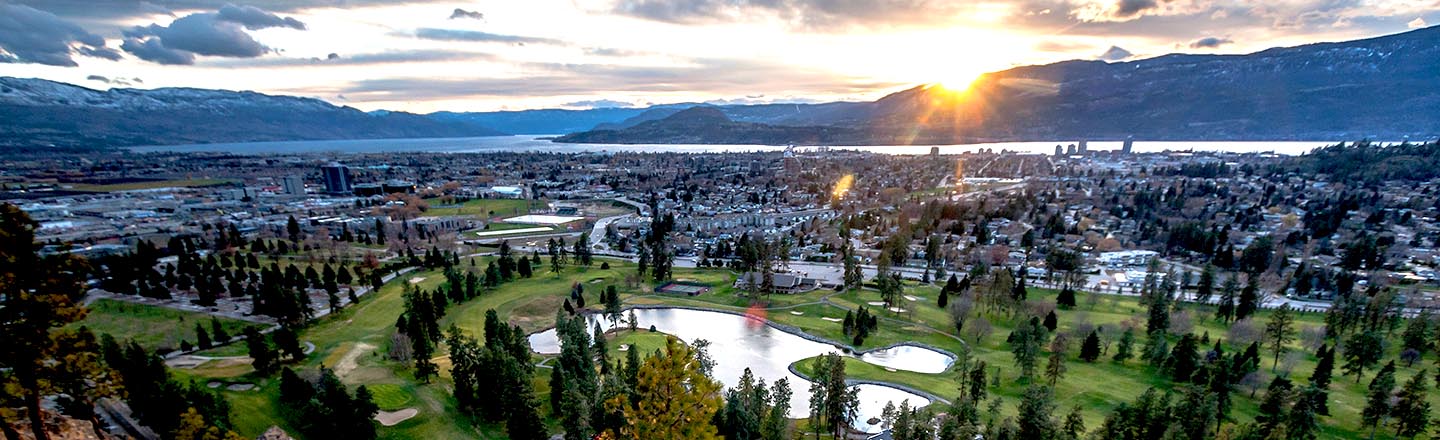 Landscape view overlooking Kelowna in BC, Canada
