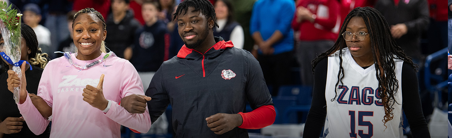 Gonzaga women's basketball player Yvonne Ejim on Senior Night.