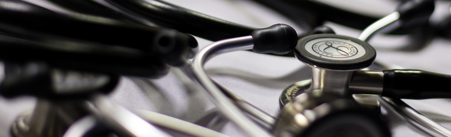 Close up decorative image of a stethoscope.