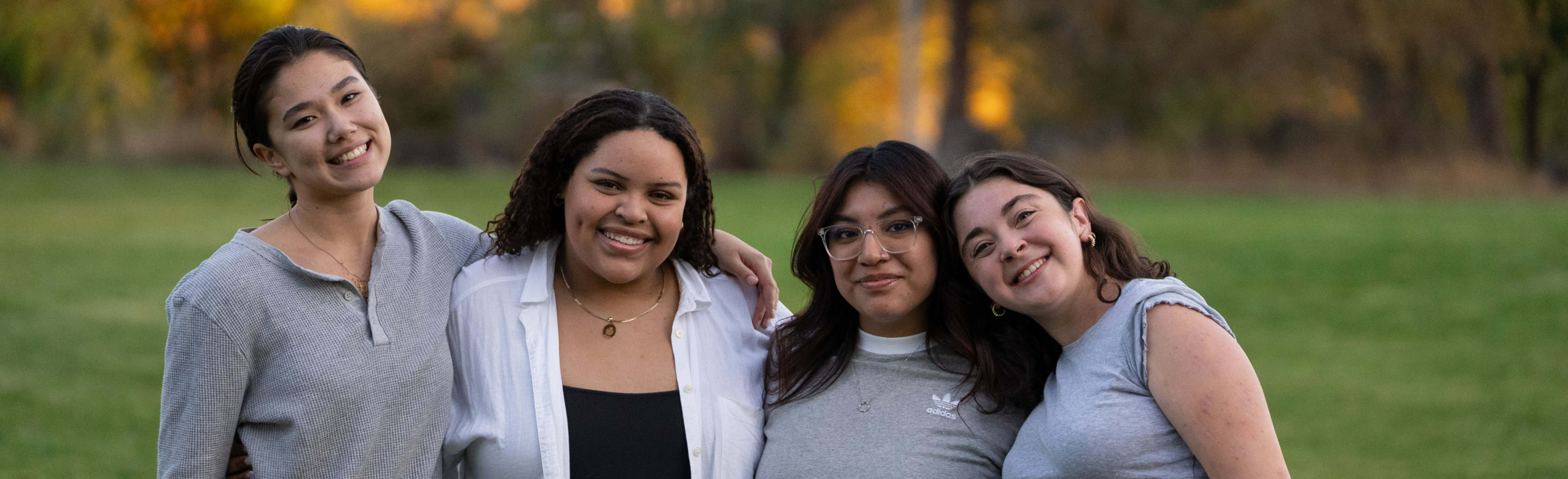 Students posing in front of Lake Arthur