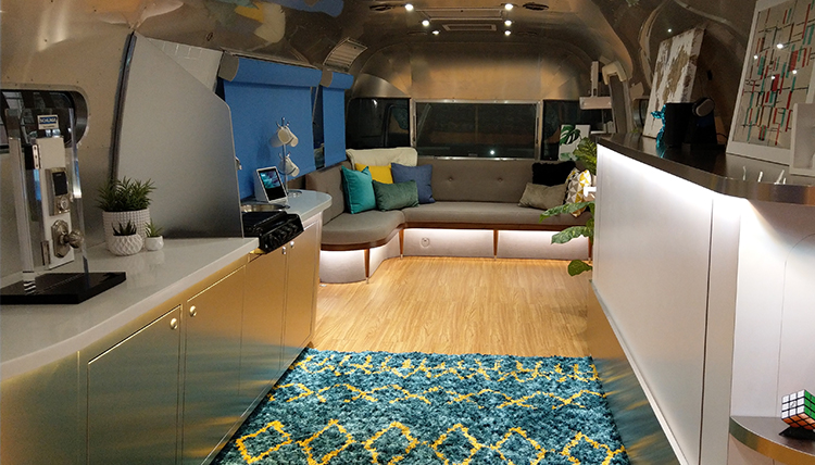 furnishings in the Amazon Smarthome airstream trailer