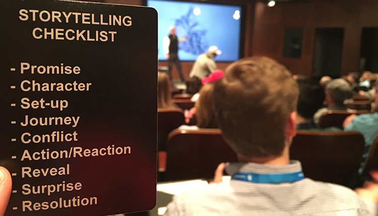 storytelling checklist card help up in audience