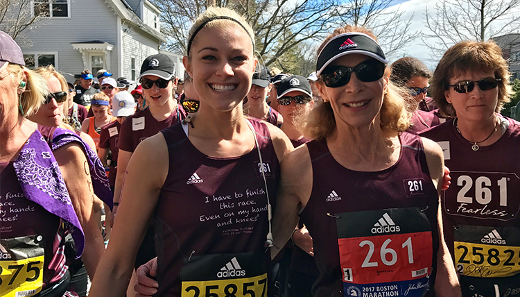 Lauren Zeutenhorst with Kathrine Switzer at Boston Marathon