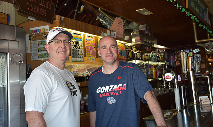 Authors Mike Shields and Aaron Hill hang out at Jack & Dan's bar. 
