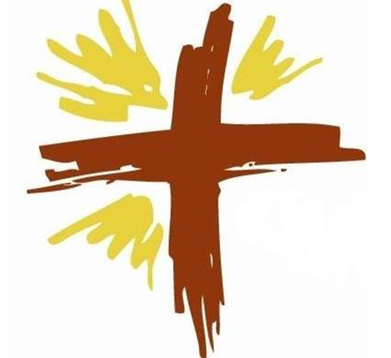 brown and yellow cross logo of Rostro de Cristo 