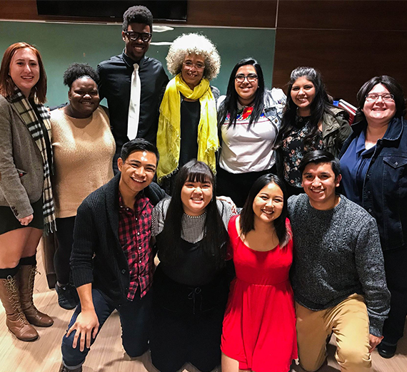 Angela Davis poses with members of GSBA. 