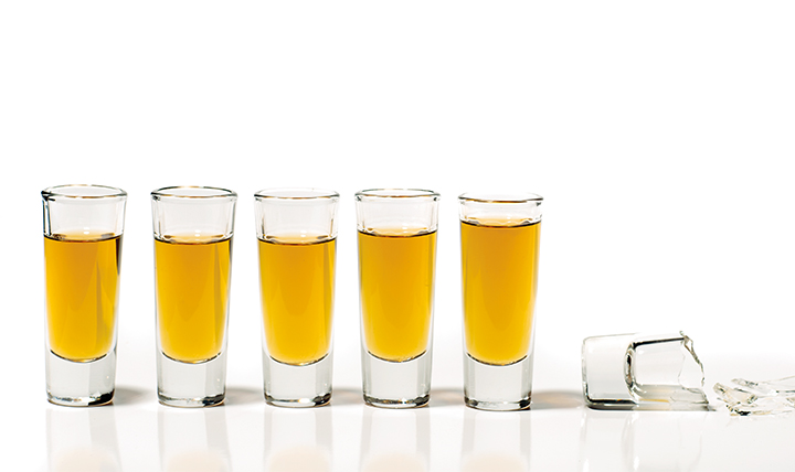 alcohol in shot glasses
