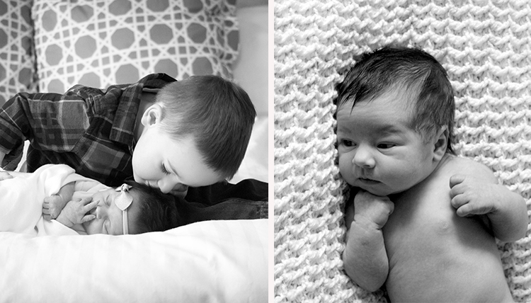 black and white images of two babies from different families