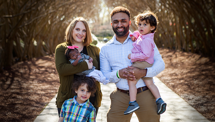 family with infant and two preschool aged children