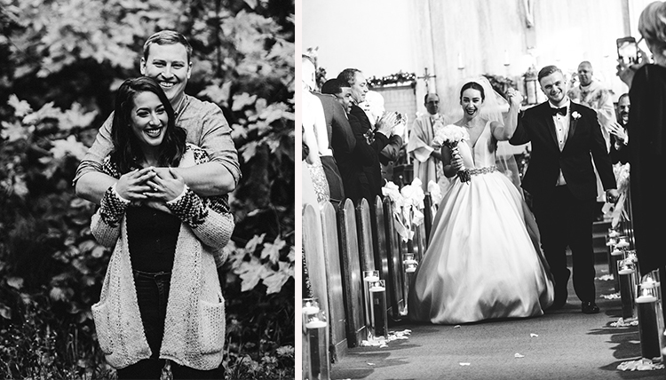 two grad couples in black and white wedding images