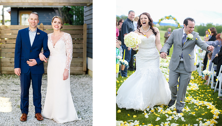 two grad couples share their happy wedding photos