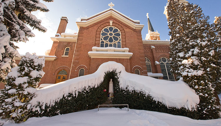 Gonzaga's St. Aloysius Church in snow