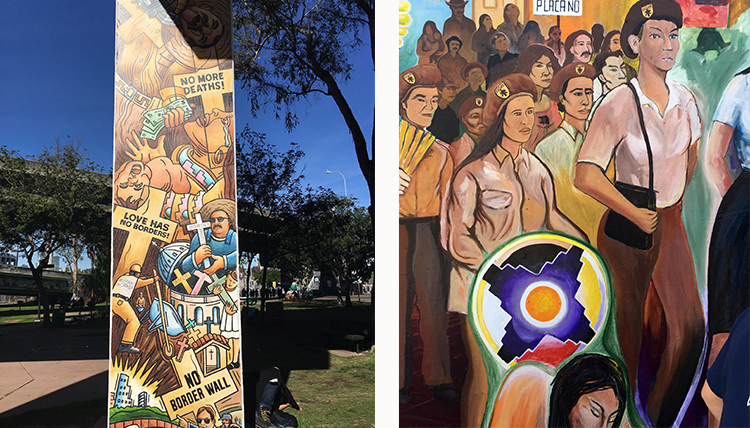 San Diego Chicano Park historical mural about immigration