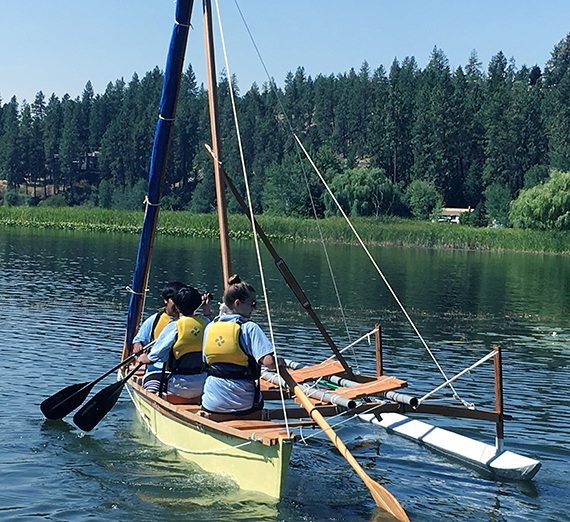 Marcy Ray with students on the inaugural launch. (Photo courtesy Marcy Ray)