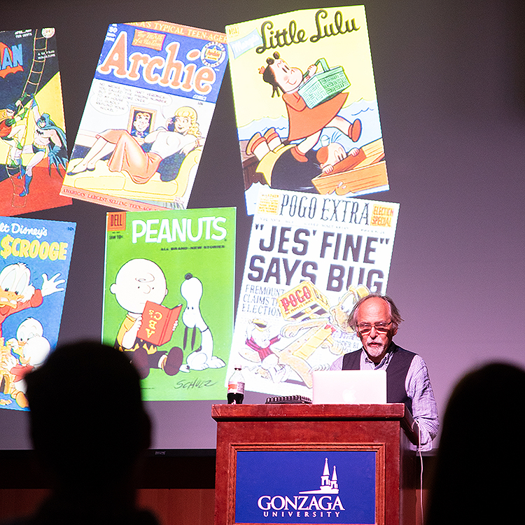 Graphic novelist Art Spiegelman at Gonzaga Sept. 25, 2018. Photo by Amanda Ford.