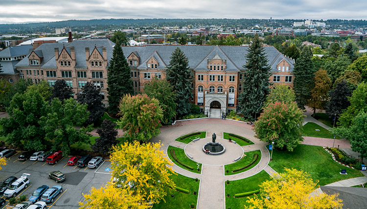 College Hall aerial view. GU photo