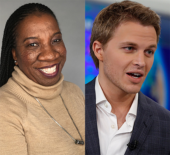 (from left) Tarana Burke and Ronan Farrow