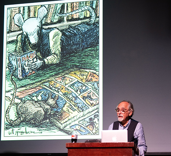 Art Spiegelman at Gonzaga University Visiting Writers Series Event on Sept. 25, 2018. Photo by Amanda Ford.