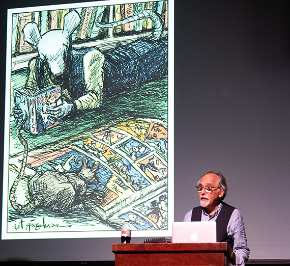 Art Spiegelman at Gonzaga University Visiting Writers Series Event on Sept. 25, 2018. Photo by Amanda Ford. 