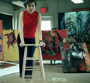Artist Karen Laub-Novak in her studio. (Photo courtesy of Jana Novak)