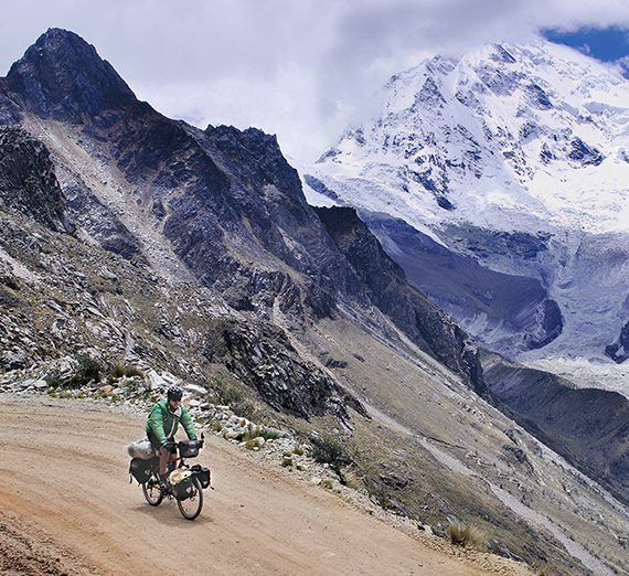 Gonzaga alum Nate Garberich on bike in mountains of South America