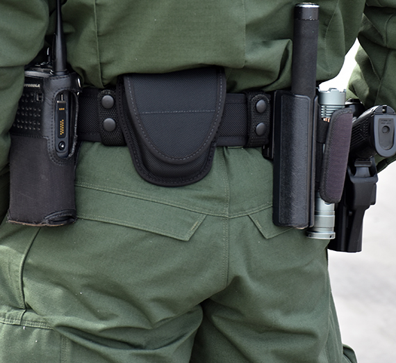 a border patrol agents belt with weapons