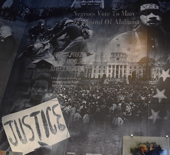 Civil Rights collage depicting a peaceful protest 
