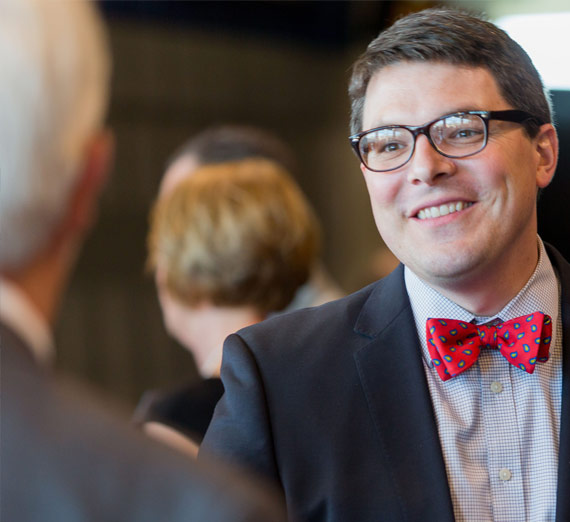 Gonzaga accounting professor Andrew Brajcich wearing his usual bowtie