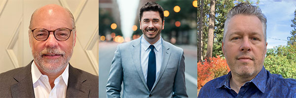 Headshots of Gonzaga’s School of Business Administration Executives in Residence Kevin McQuilkin, Jabez LeBret, and Ed Reese.