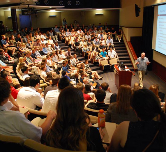 Dean Anderson talking in Wolff Auditorium