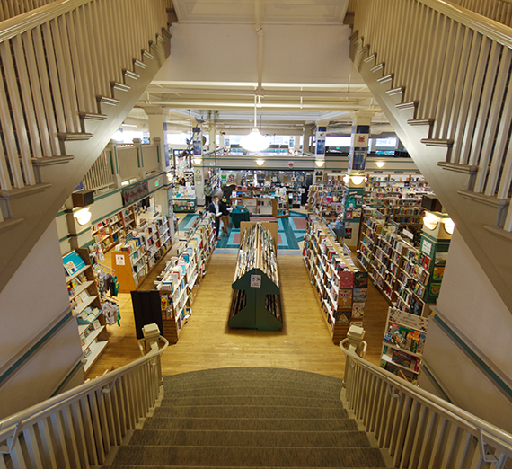 View of Aunties bookstore from the staircase 