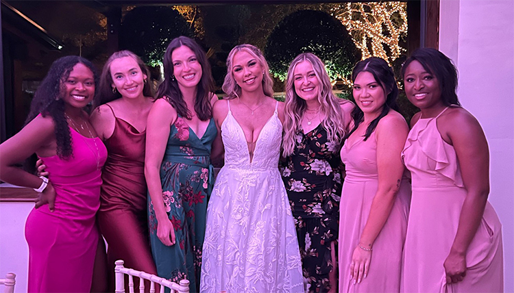 bride and friends