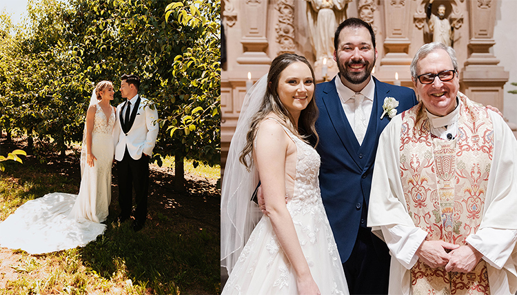 two separate wedding couples