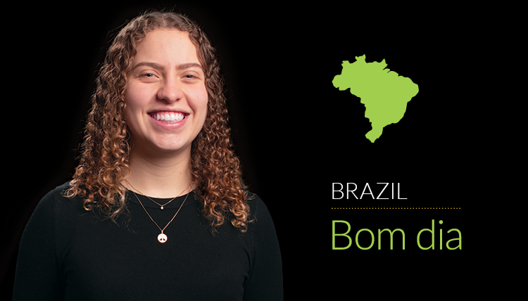 girl with her Brazil highlighted on map