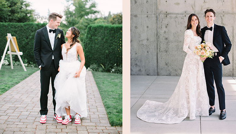 Wedding image of left ’14 Samantha Chin and ’17, ’18 M.Acc. David Wright and right ’19 Molly Nistler and ’19 Richard Ryan McEvoy.