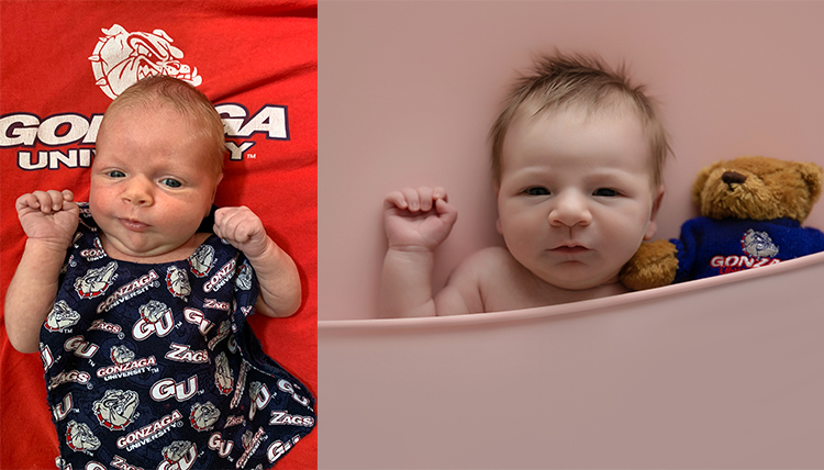 two separate photos of infants