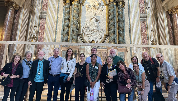 Trustees at the Church of St. Ignatius, in front of the tomb of St. Aloysius Gonzaga.