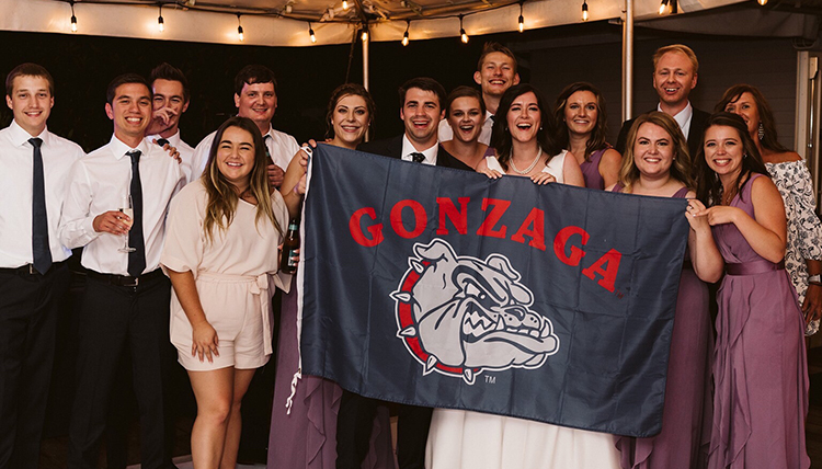 large group of Zags at wedding