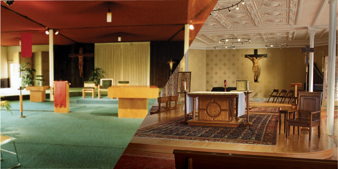 chapel in the 1970s and in 2023