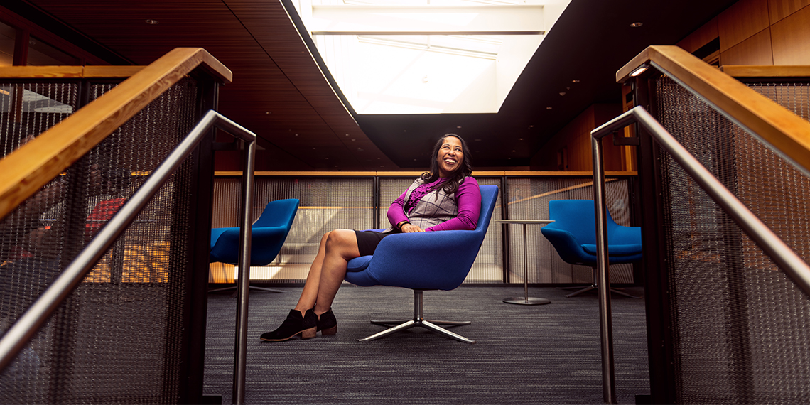 african american woman in chair