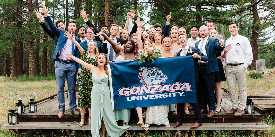 wedding party celebrating outdoors