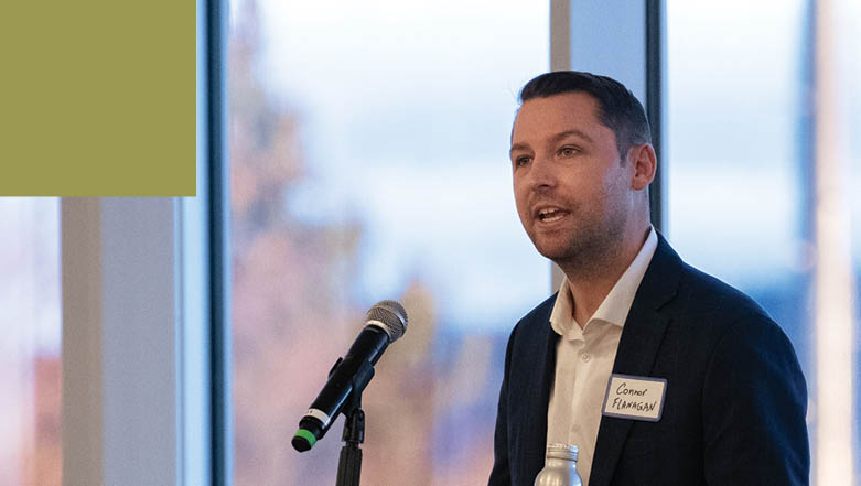 Connor Flanagan gives a presentation