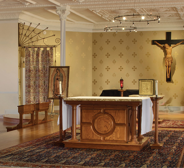 the altar in the Gonzaga student chapel