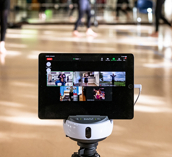 camera on dance floor captures participants