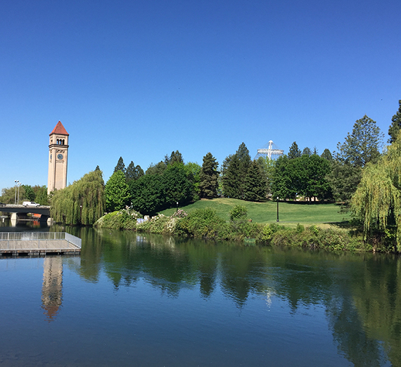 A view of Riverfront Park in downtown Spokane on a sunny day.