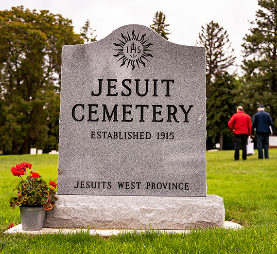 granite headstone labeled Jesuit Cemetery 