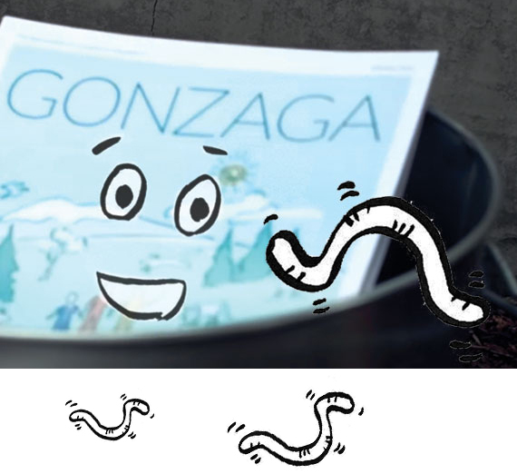 illustrated worms on the cover of gonzaga magazine