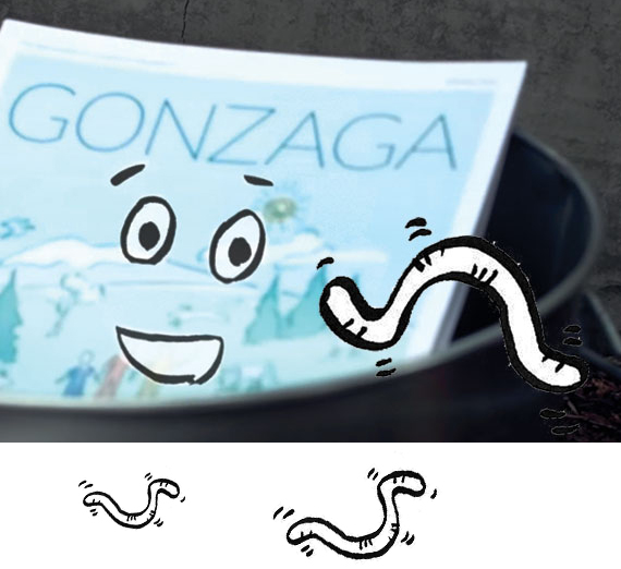 illustrated worms on the cover of gonzaga magazine 