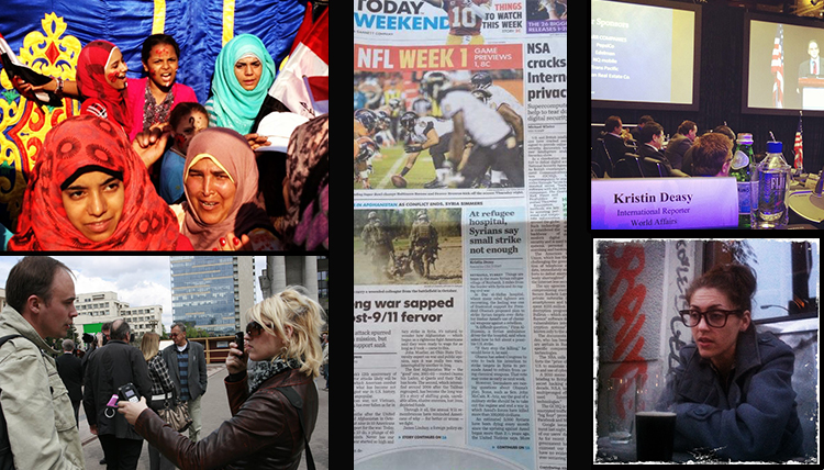 a collage of images reflecting journalism work