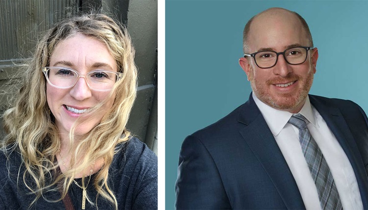 Left: a woman in a selfie, right: a man in a professional headshot.